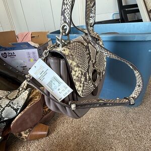 Michael Kors Snake Print and Brown Shoulder Bag